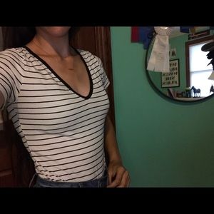 Cute black and white stripped bodysuit